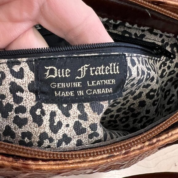 Vintage Due Fratelli Croc Embossed Genuine Leather Handbag - Picture 8 of 14